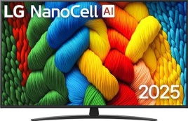 Телевизор LG 55NANO81A6A.ARUG, 55 дюйма, 4K HDR, смарт ТВ, WebOS 25, черный