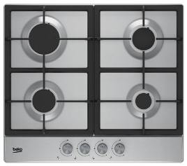 Газовая варочная панель Beko HIAG64225SX 58 см, 4 конфорки электроподжиг газконтроль, серебристый