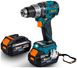 Дрель-шуруповерт аккумуляторная Bort ударная, BAB-21U (2x4А.ч)