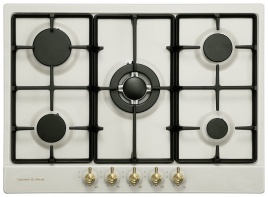 Газовая варочная панель Zigmund & Shtain G 12.7 X 68 см, 5 конфорок электроподжиг газконтроль, бежевый