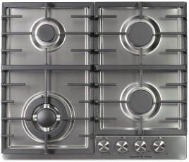 Газовая варочная панель Zigmund & Shtain G 20.6 S 20 см, 4 конфорки электроподжиг газконтроль, серебристый