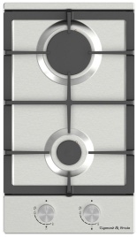 Газовая варочная панель Zigmund & Shtain G 14.3 S 29 см, 2 конфорки электроподжиг газконтроль, серебристый