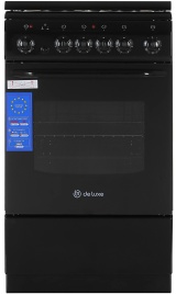 Электроплита De luxe 506004.03 экр-001 50 см, 54 л, 4 конфорки, черный