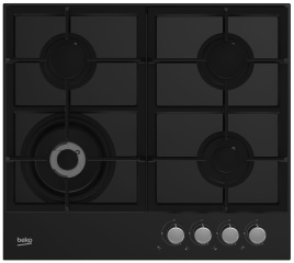 Газовая варочная панель Beko HILW 64225 S 58 см, 4 конфорки электроподжиг газконтроль, черный