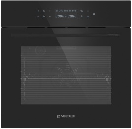 Электрический духовой шкаф Meferi MEO6010BK MATT ULTRA 59 см, 65 л, гриль и конвекция, черный матовый