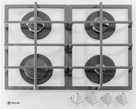 Газовая варочная панель De luxe GG4 750229 F-062 60 см, 4 конфорки, белый