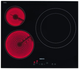 Электрическая варочная панель Beko HIC 63401 T 58 см, 3 конфорки стеклокерамика электроподжиг, черный