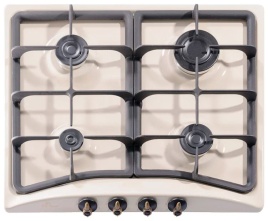 Газовая варочная панель De luxe 5840.00 гмв - 058ЧР 58 см, 4 конфорки электроподжиг газконтроль, топленое молоко