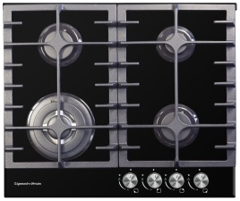 Газовая варочная панель Zigmund & Shtain MN 197.61 B 60 см, 4 конфорки электроподжиг газконтроль, черный