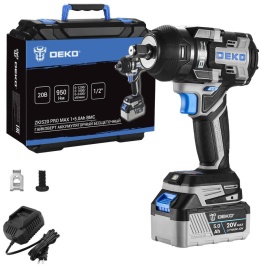 Гайковерт Deko ZKIS20 PRO MAX, в кейсе, черно-синий (083-1089)