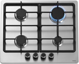 Газовая варочная панель Haier HHX-M 64 CNX 58 см, 4 конфорки электроподжиг газконтроль, серебристый