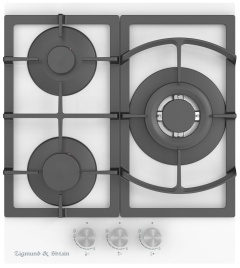 Газовая варочная панель Zigmund & Shtain M 26.4 W 46 см, 3 конфорки электроподжиг газконтроль, белый