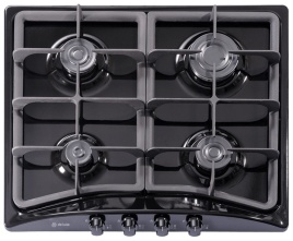 Газовая варочная панель De luxe 5840.00 гмв - 055ЧР 58 см, 4 конфорки электроподжиг газконтроль, черный