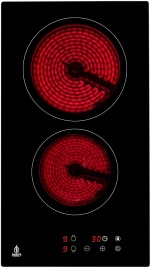 Электрическая варочная панель Jacky's JH MB33 29 см, 2 конфорки стеклокерамика, черный