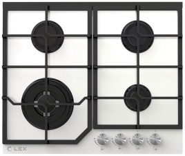 Газовая варочная панель LEX GVG 640-1 WH 60 см, 4 конфорки электроподжиг газконтроль, белый