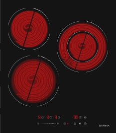 Электрическая варочная панель Darina 6P E3324 B 45 см, 4 конфорки стеклокерамика, черный