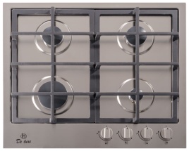 Газовая варочная панель De luxe TG4 750231 F- 070 60 см, 4 конфорки электроподжиг газконтроль, серебристый