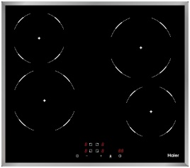 Электрическая варочная панель Haier HHY-C64NFB 59 см, 4 конфорки стеклокерамика, черный