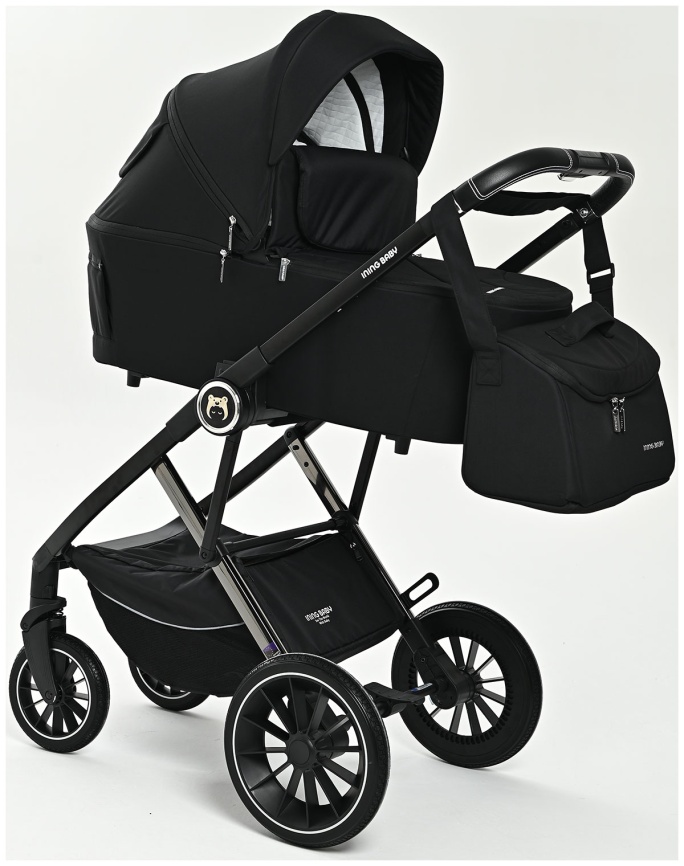 Коляска 2 в 1 Ining Baby Коляска 2 в 1 Ining Baby KR350 black,  люлька, прогулочный блок фото 13