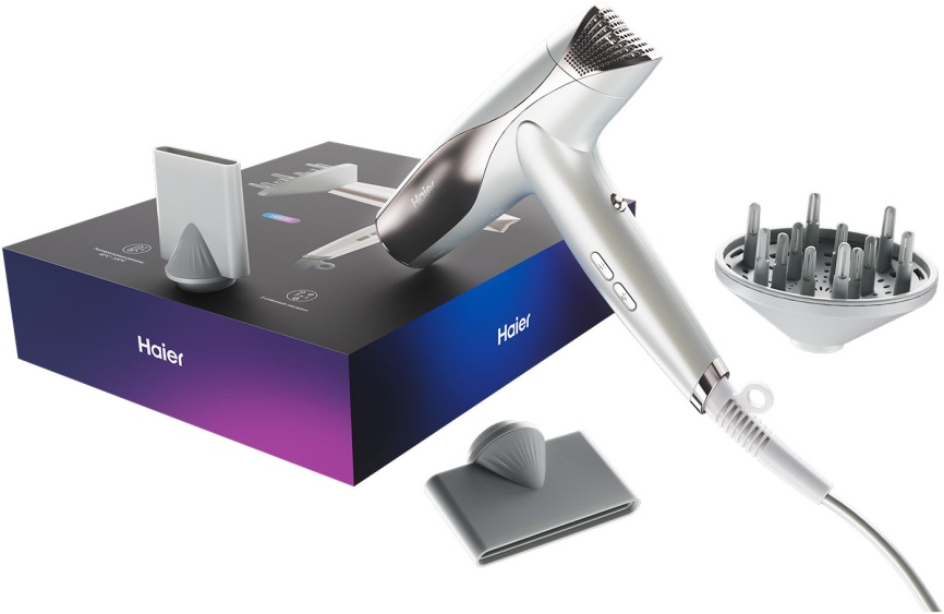 Фен Haier HHD-602 с диффузором, 1600 Вт, 3 насадки, 3 режима, белый фото 6