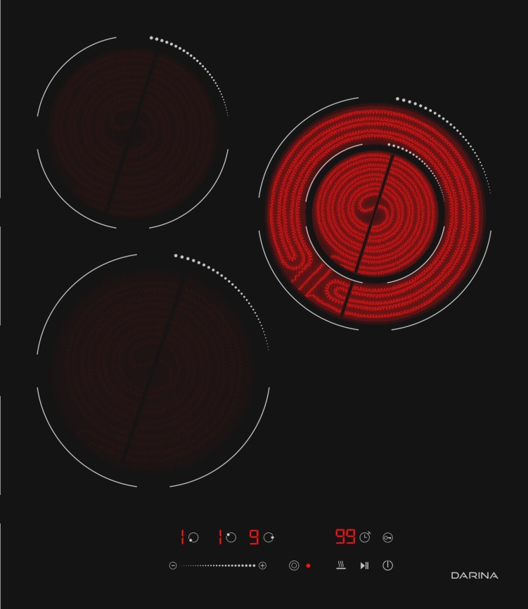Электрическая варочная панель Darina 6P E3324 B 45 см, 4 конфорки стеклокерамика, черный фото 7