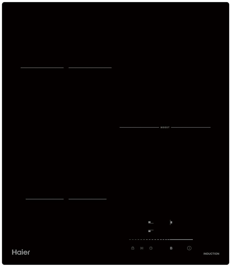 Электрическая варочная панель Haier HHK-Y53TTB 45 см, 3 конфорки стеклокерамика, черный фото 1