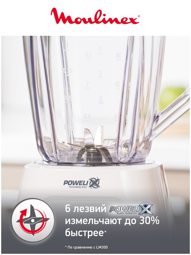 Блендер стационарный Moulinex Blendforce 2 LM42Q110, белый/серый фото 6