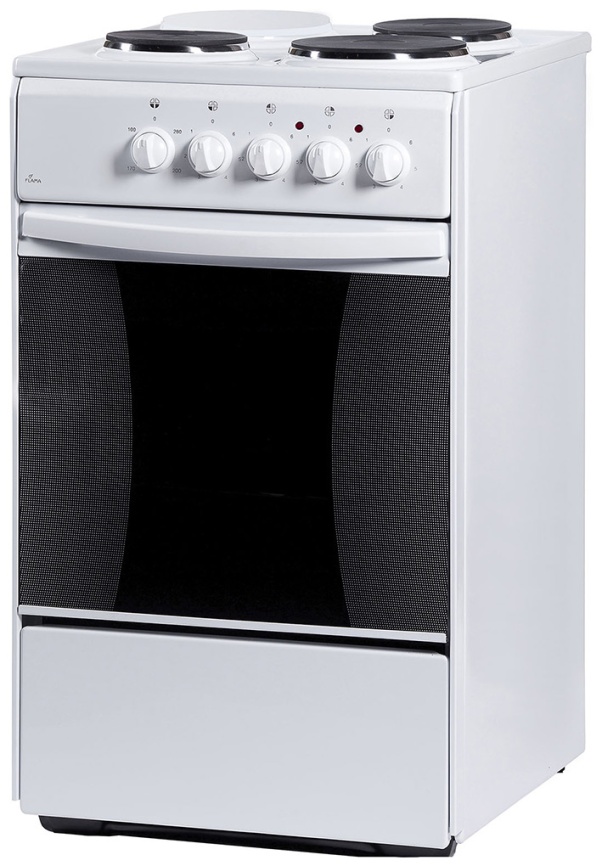 Электроплита Flama AE 1304 W 50 см, 3 конфорки, белый фото 1