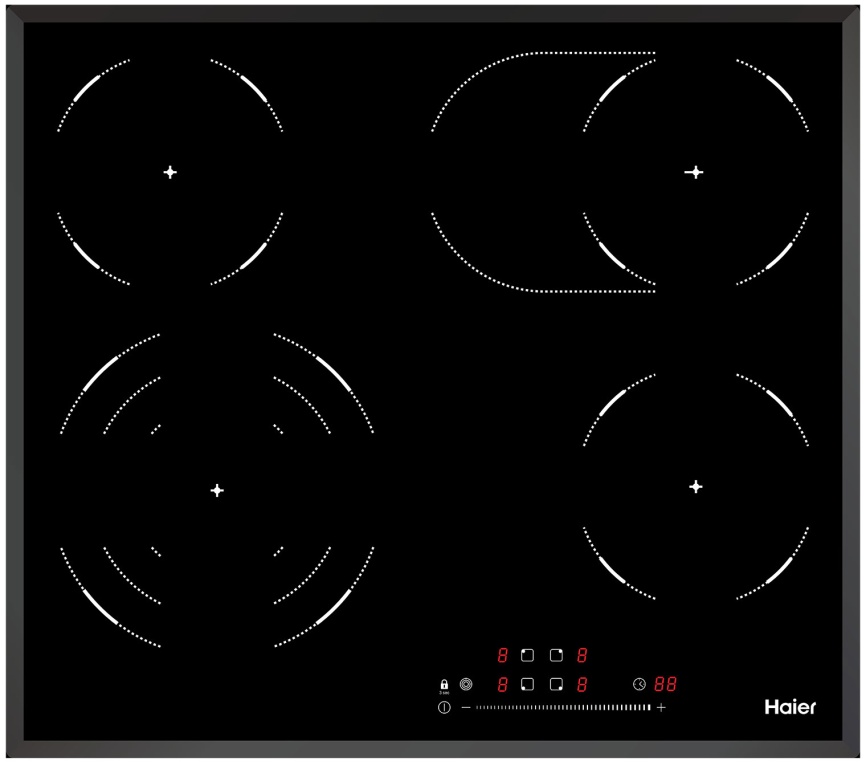 Электрическая варочная панель Haier HHY-C64TOVB 59 см, 4 конфорки стеклокерамика, черный фото 1