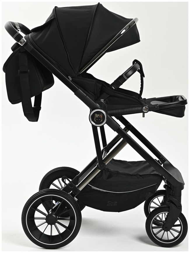 Коляска 2 в 1 Ining Baby Коляска 2 в 1 Ining Baby KR350 black,  люлька, прогулочный блок фото 9