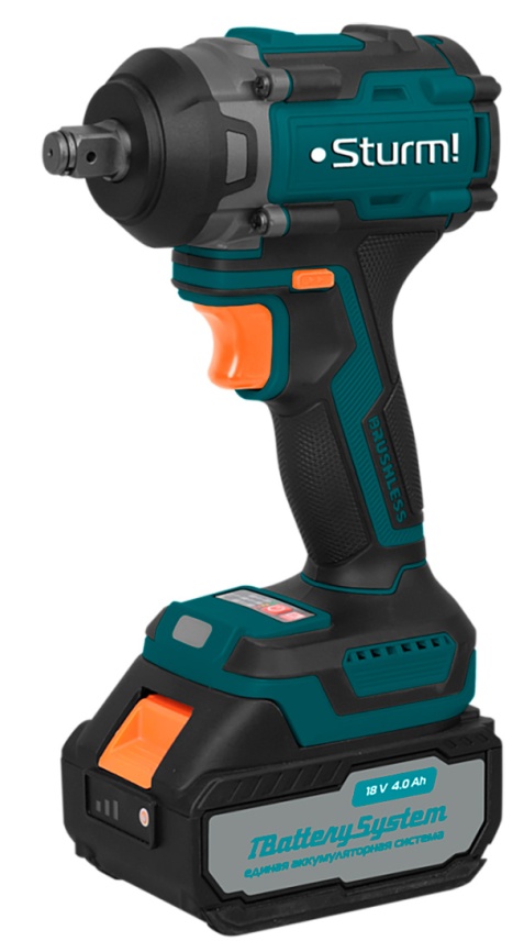Гайковерт ударный Sturm! бесщёточный, 18 В, 1 BatterySystem 500 Нм 1/2, 3 скорости, 1x4.0 Ач, кейс (CD20500BL) фото 1