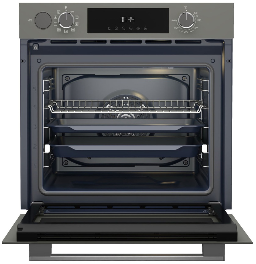 Электрический духовой шкаф Grundig GEDM12300G 59 см, 72 л гриль конвекция, серый фото 4