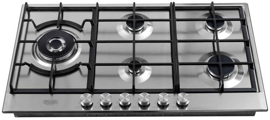 Газовая варочная панель De’Longhi NSL 590D X RUS 90 см, 5 конфорок электроподжиг газконтроль, серебристый фото 2