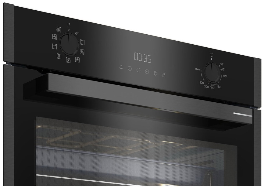 Электрический духовой шкаф Grundig GEKM19300DX 59 см, 48 л, гриль и конвекция, черная сталь фото 3