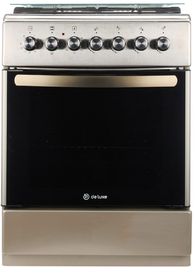 Комбинированная плита De luxe 606040.00гэ-005(кр) 4 конфорки, серебристый фото 2