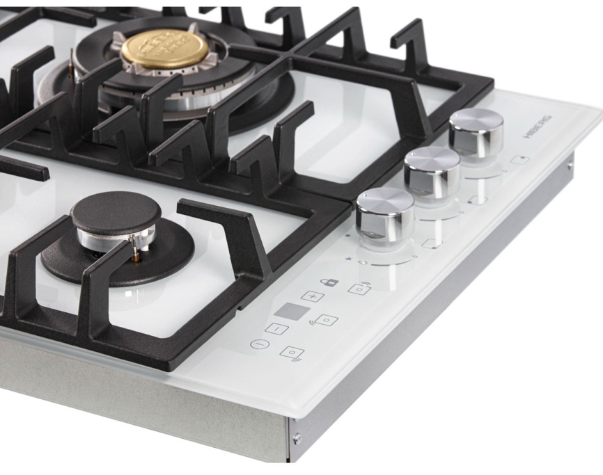 Газовая варочная панель Hiberg VM 4535 W 45 см, 3 конфорки электроподжиг газконтроль, белый фото 5