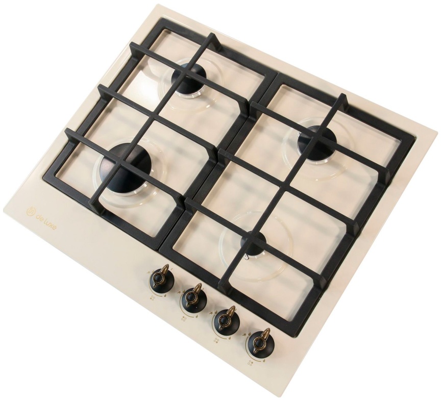 Газовая варочная панель De luxe TG4 750231 F- 072 60 см, 4 конфорки, топленое молоко фото 2