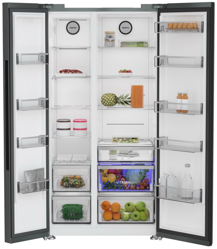 Холодильник Side-by-Side Grundig GSN30110FXBR No frost, темно-серый фото 4