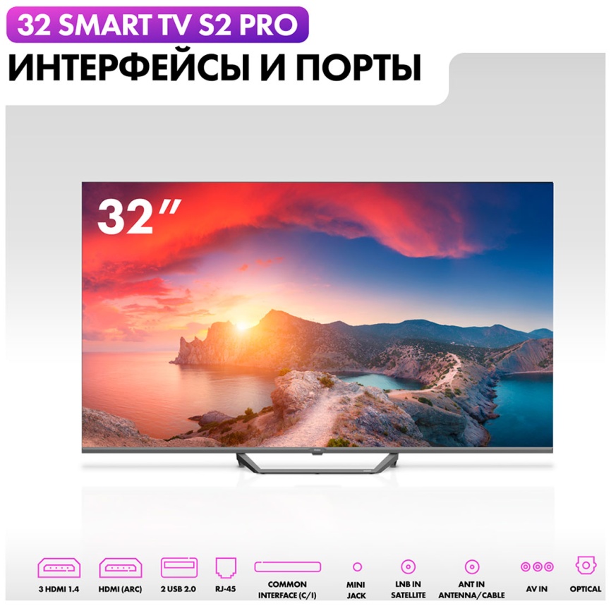 Телевизор Haier 32 Smart TV S2 Pro, 32 дюйма, Full HD, смарт ТВ, Android TV 11, черный фото 6