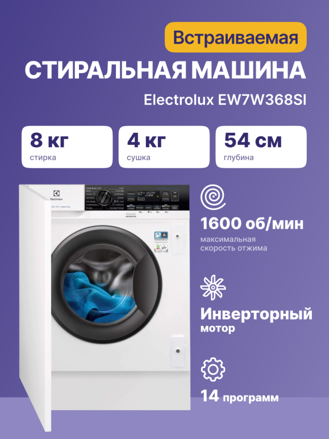 Встраиваемая стиральная машина ELECTROLUX Electrolux EW7W368SI фото 2