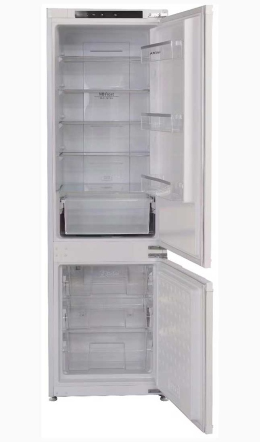 Встраиваемый двухкамерный холодильник Ascoli ADRF250WEMBI No frost, белый фото 2