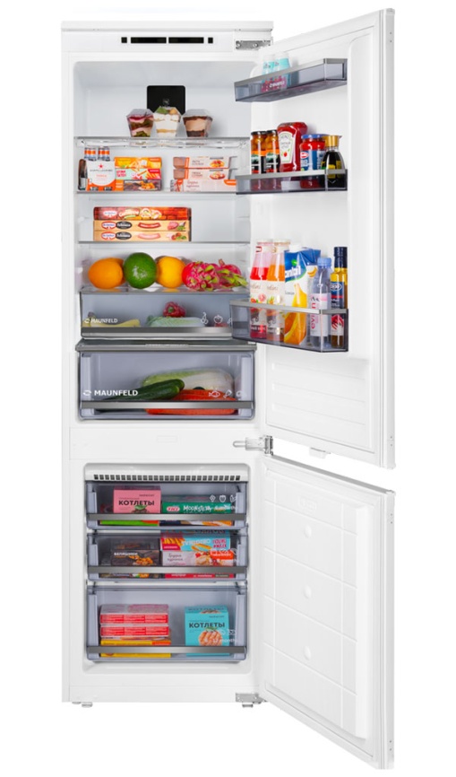 Встраиваемый двухкамерный холодильник Maunfeld MBF177NFFWGR Inverter No frost, белый фото 5
