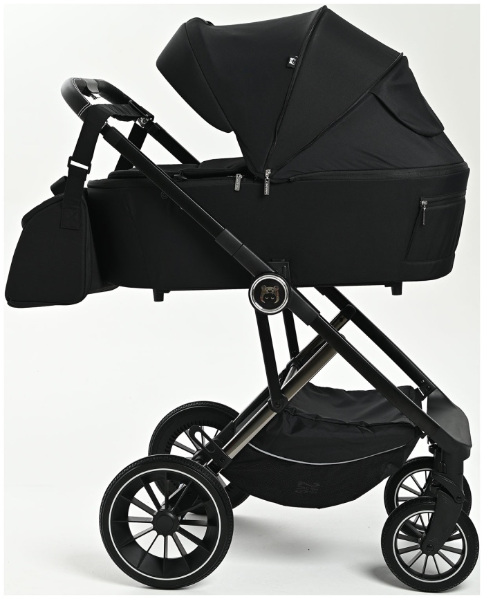 Коляска 2 в 1 Ining Baby Коляска 2 в 1 Ining Baby KR350 black,  люлька, прогулочный блок фото 14