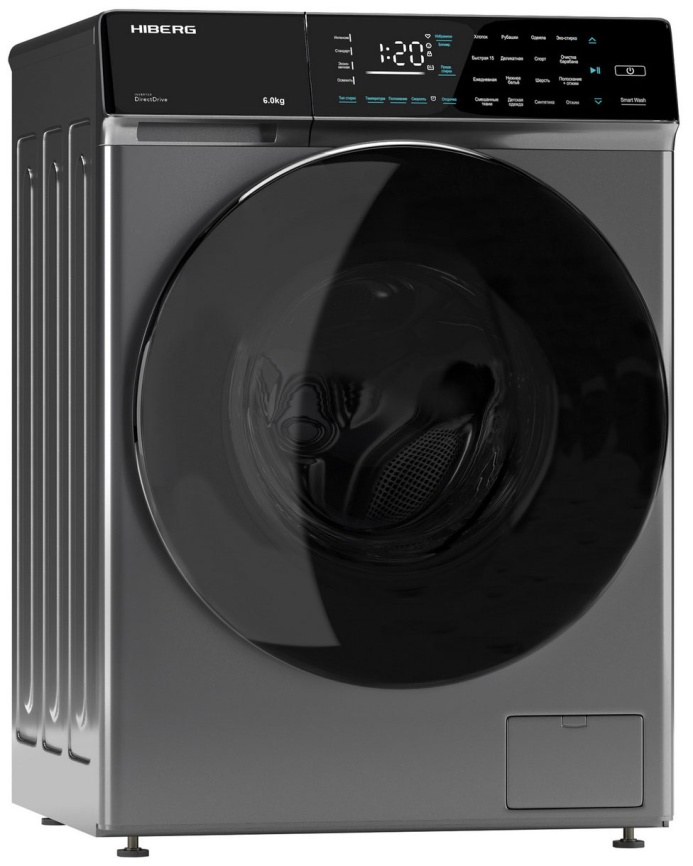 Стиральная машина Hiberg i-DDQ9 - 612 Sd автомат 6 кг, темно-серый фото 4