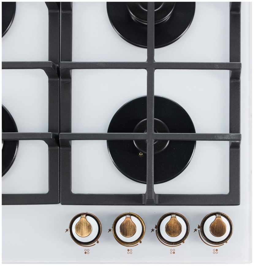 Газовая варочная панель De luxe GG4 750229F-TC-153 58 см, 4 конфорки электроподжиг газконтроль, белый фото 3