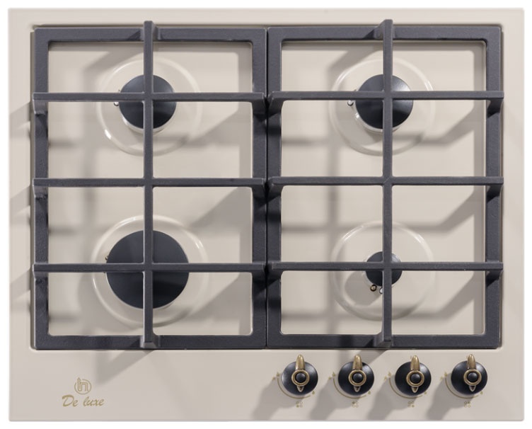 Газовая варочная панель De luxe TG4 750231 F- 072 60 см, 4 конфорки, топленое молоко фото 1