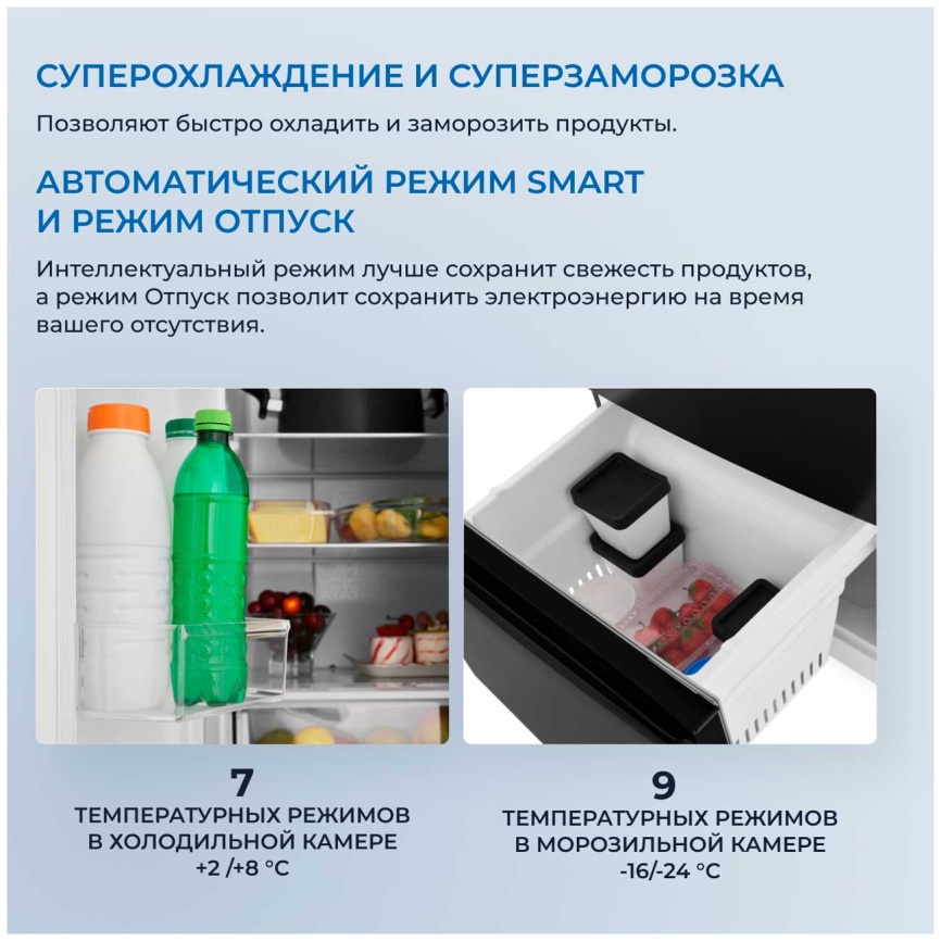 Многокамерный холодильник Zugel ZRFD361B No frost, черный фото 5