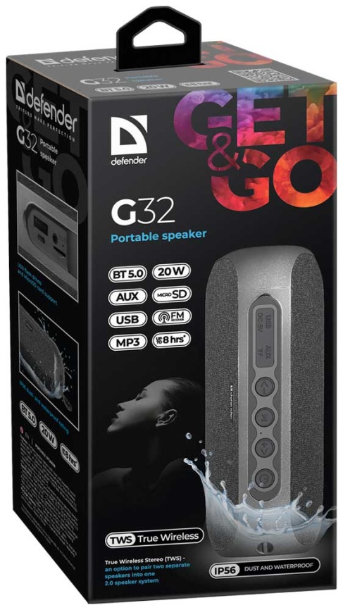 Портативная колонка Defender G32 20Вт,BT/FM/USB/TF/AUX/TWS/IP56 (65232) фото 4
