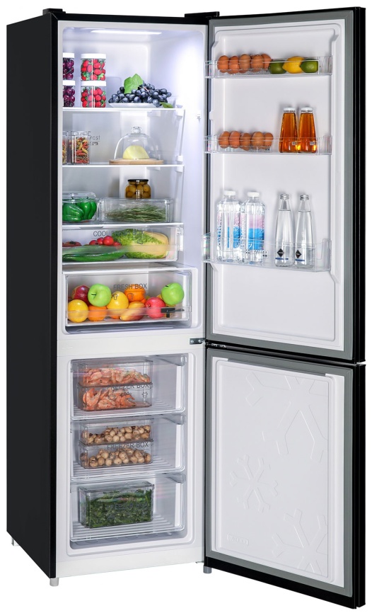 Двухкамерный холодильник NordFrost RFC 390D NFGB No frost, черный фото 2