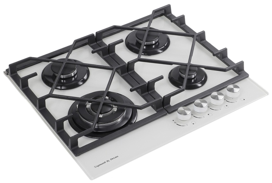 Газовая варочная панель Zigmund & Shtain MN 175.61 W 58 см, 4 конфорки электроподжиг газконтроль, белый фото 3